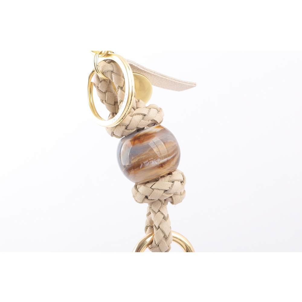 【SEE BY CHLOE】Grigris 編織皮革金蔥流蘇吊飾/鑰匙圈(白色/綠色)