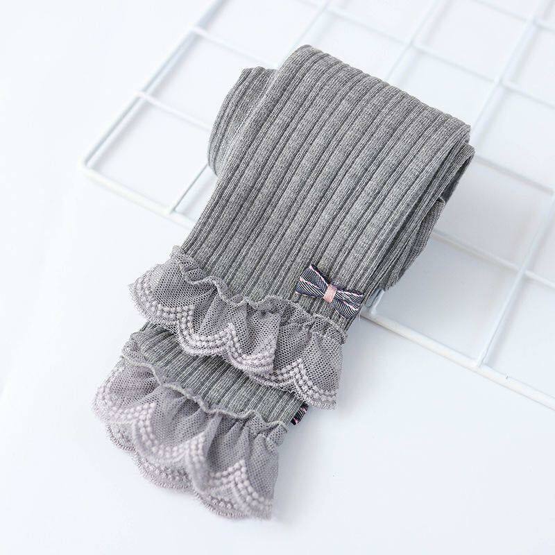 I17GY_SS23🖤灰色lace邊直紋蝴蝶結打底褲(pre-order)