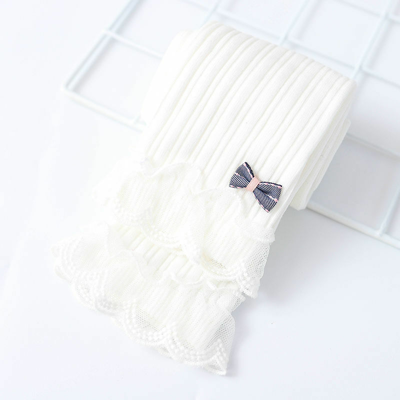 I17WE_SS23🤍白色lace邊直紋蝴蝶結打底褲 (pre-order)