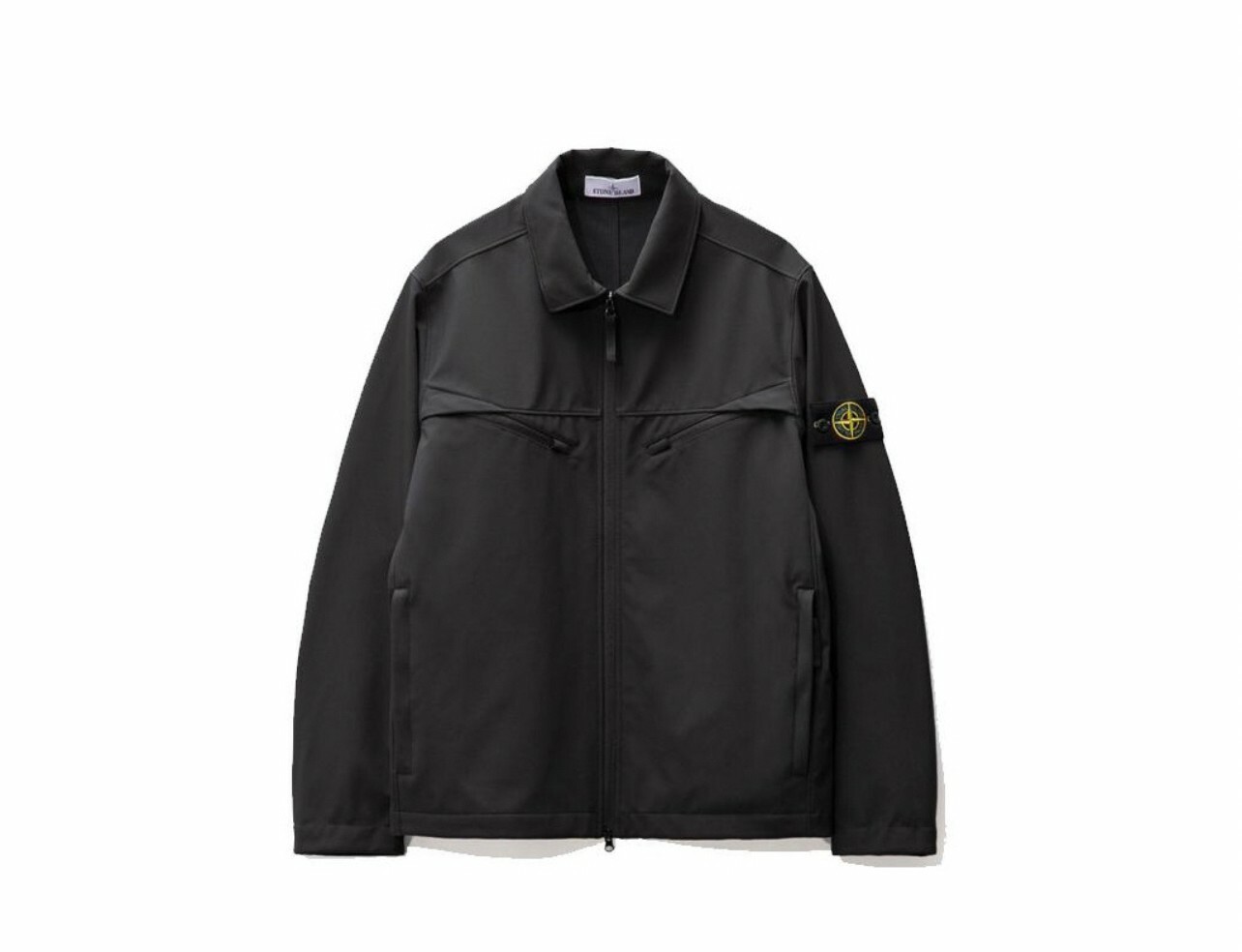 代購 STONE ISLAND SS23 純色軟壳襯衫式 夾克 男款 黑 FEB-
