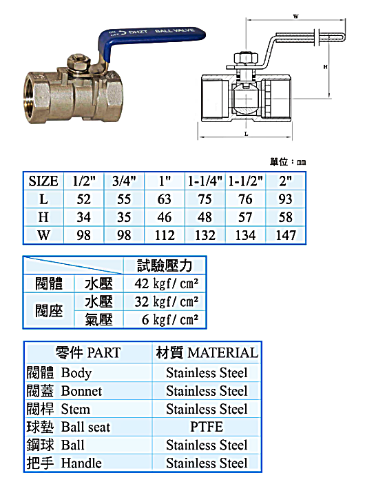 304-球塞閥1片式