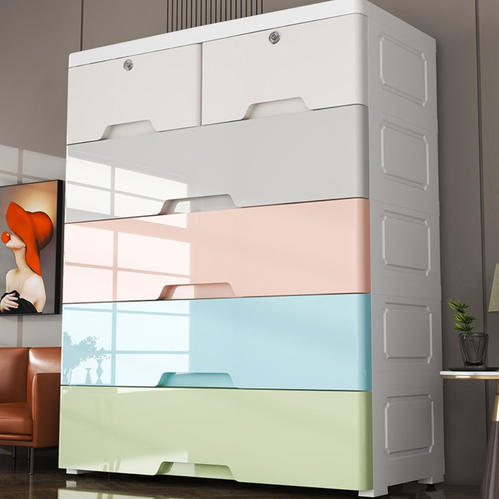 【AOTTO】75面寬大容量馬卡龍附輪五層收納櫃(加大 升級 收納 置物)(AC-076)