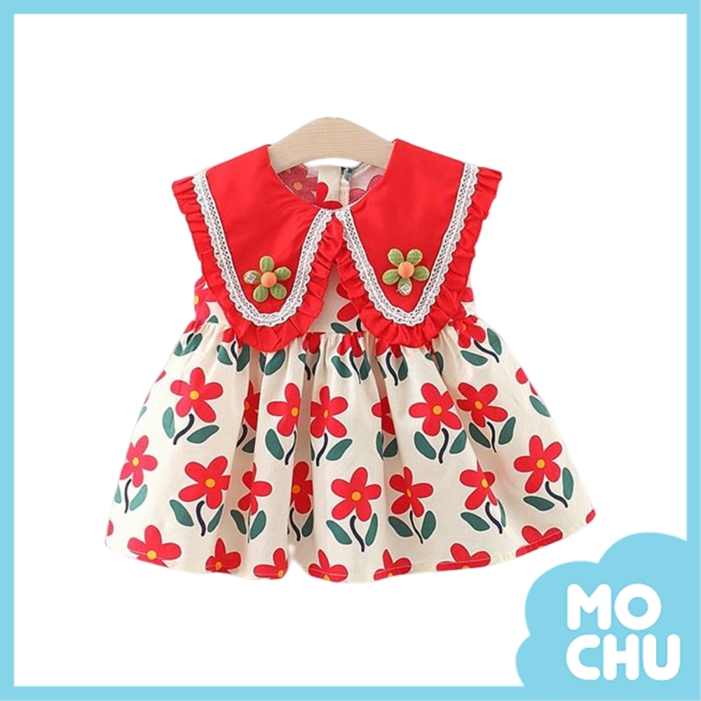 W領立體小花小洋裝(兩色)