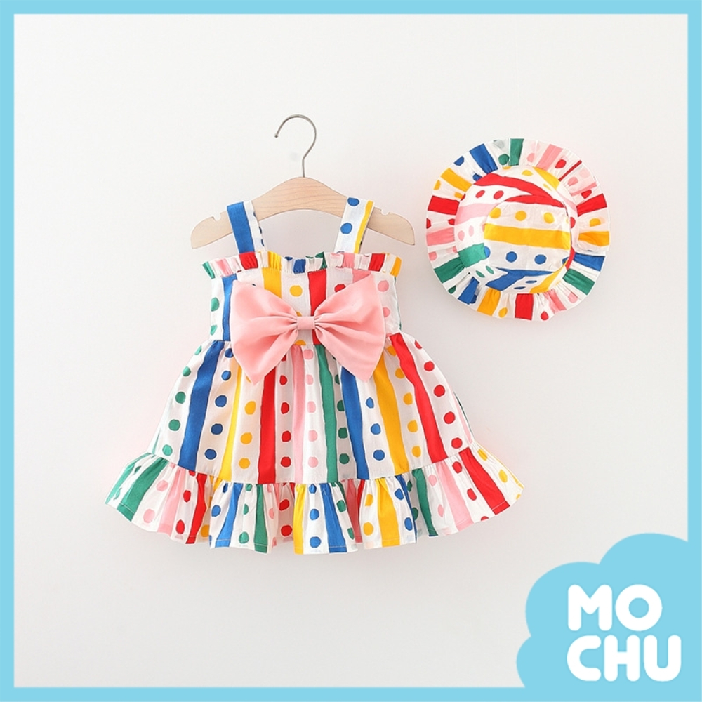 彩虹蝴蝶結魚尾洋裝＋帽子