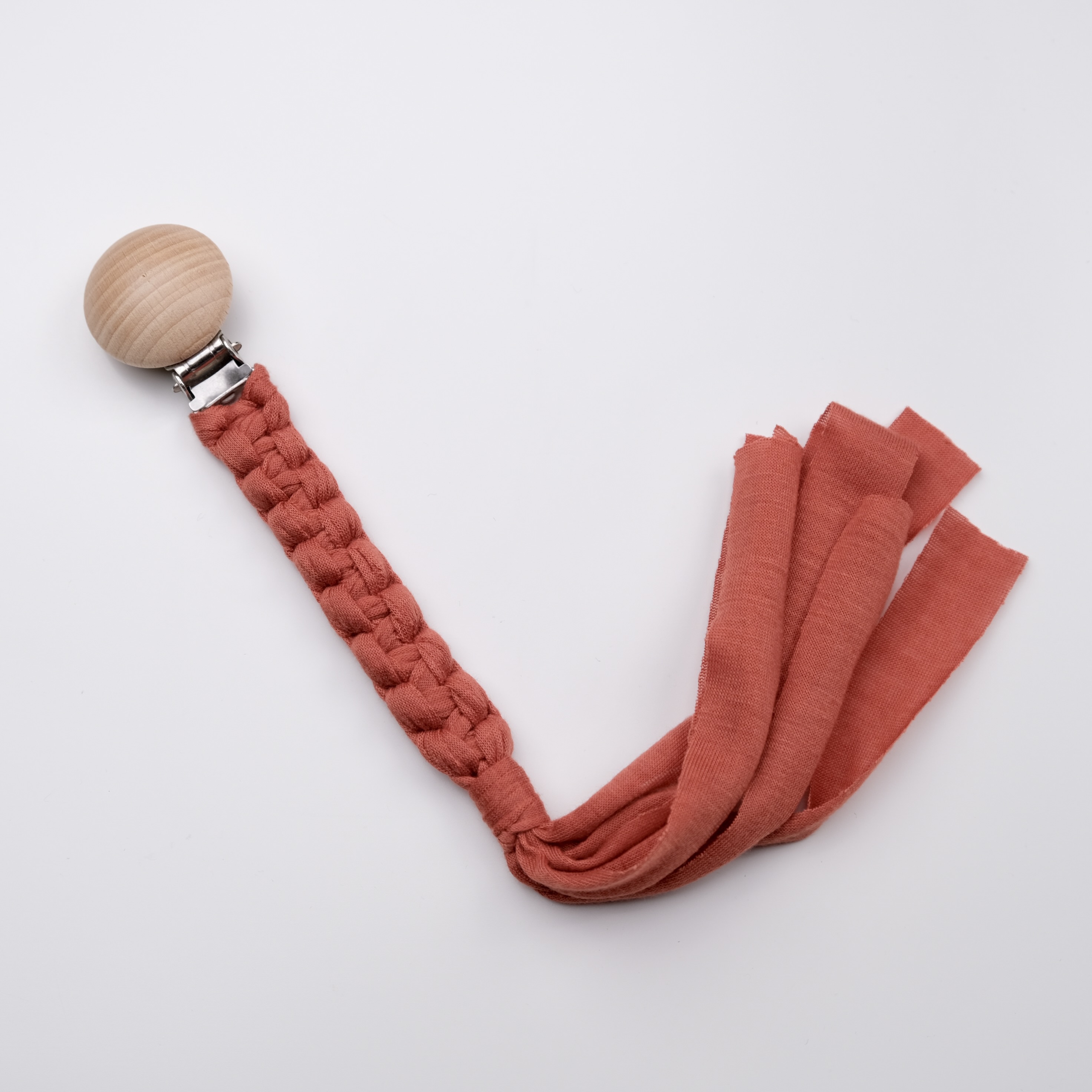 手作編織奶嘴鏈-橘紅