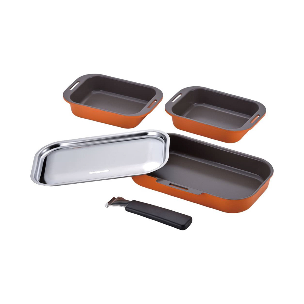 【日本和平】可拆卸手柄烤盤附蓋便攜5件套装組-MA-9156