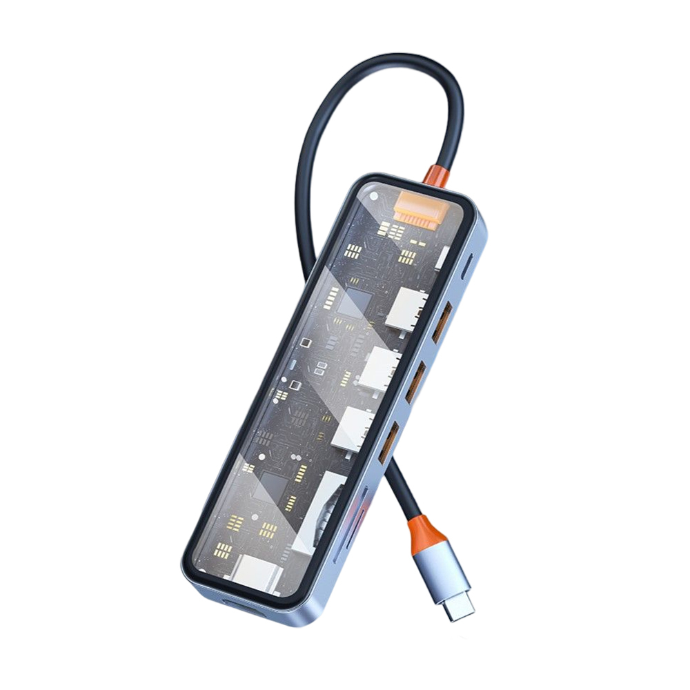 WiWU Cyber系列 USB-C HUB 透明七合一多功能集線器