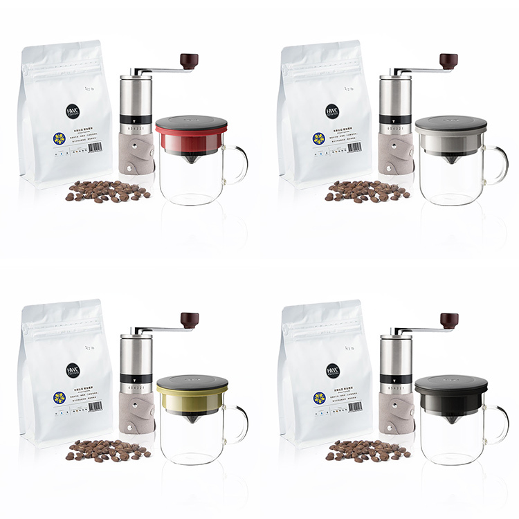 (預購4月底出貨)PO: 黑沃咖啡選品｜耶加雪菲咖啡三件組(咖啡磨2.0/咖啡杯350ml-共4色)