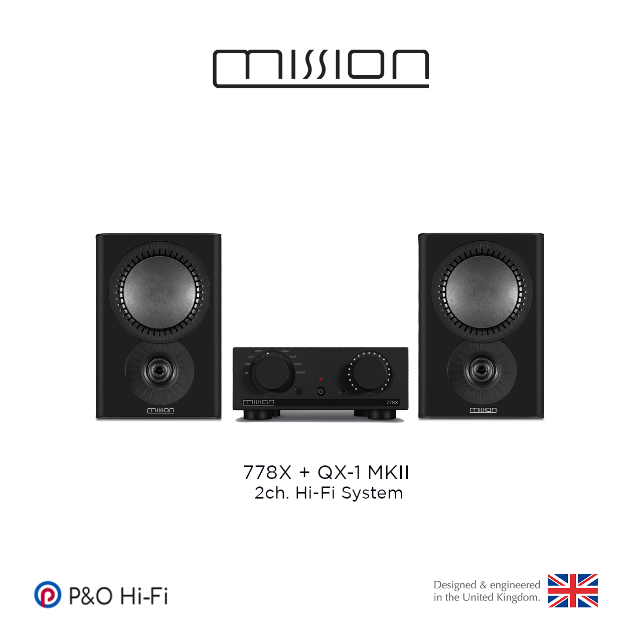 兩聲道音響系統 (Mission 778X-黑色 + QX1-MKII)【3色】