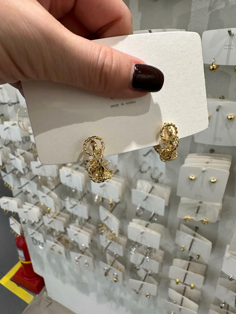 ED07 扭花耳環(金色)