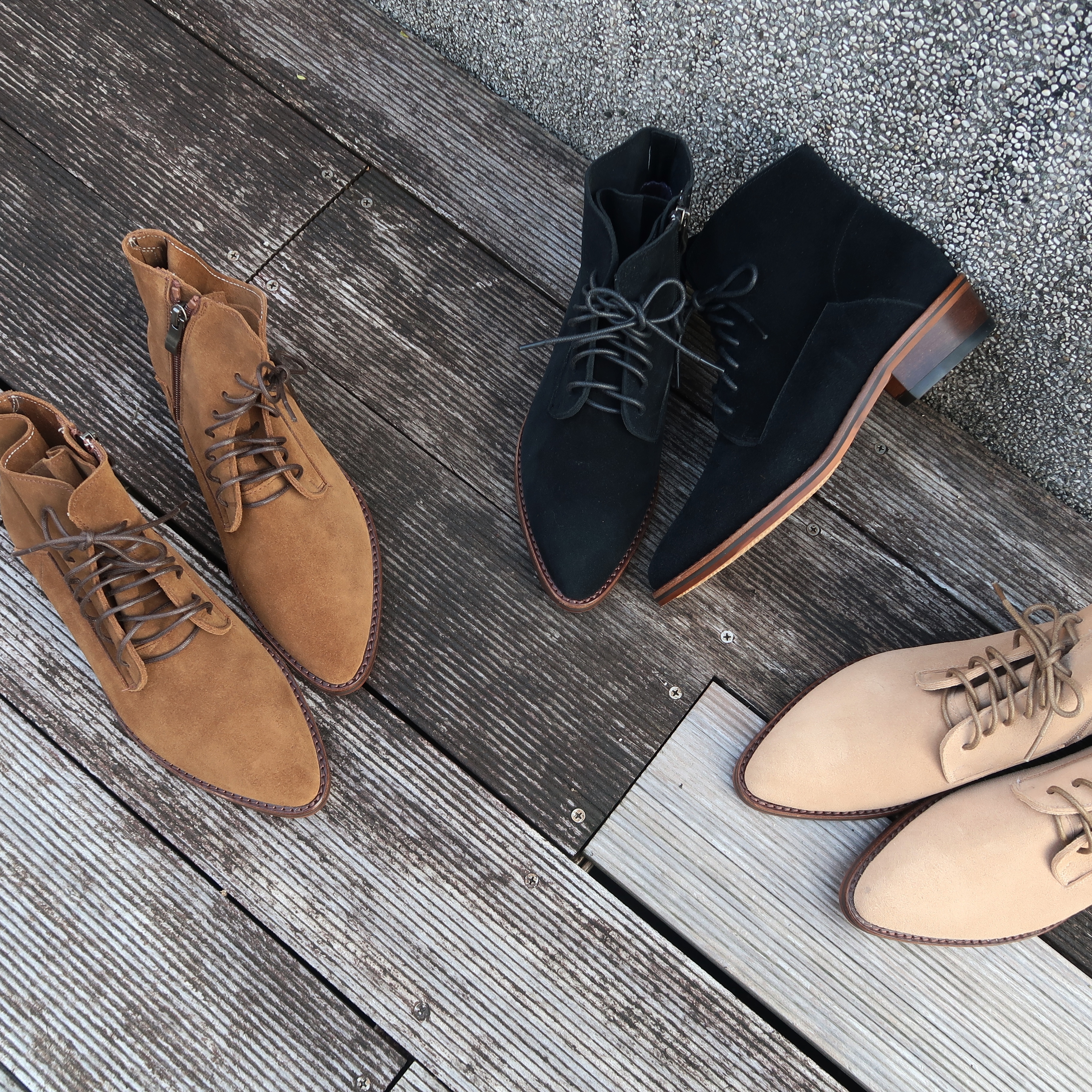 【雨過天晴】3M防潑水、防雨、防沙牛皮綁帶尖頭低跟七眼德比短靴