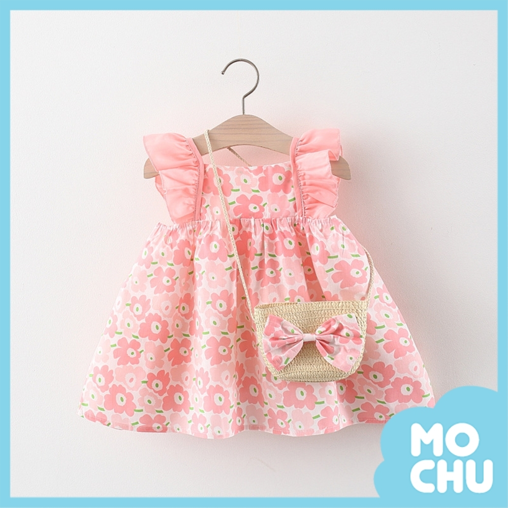 花花小飛袖洋裝＋斜包(三色)