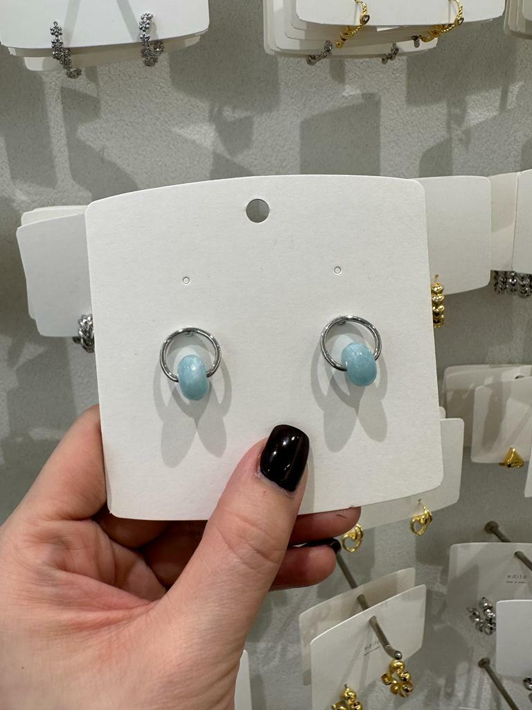 ED11 粉藍天然石耳環