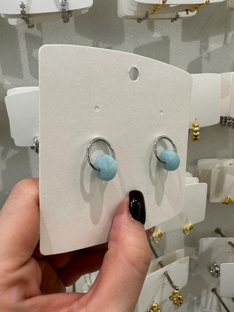 ED11 粉藍天然石耳環