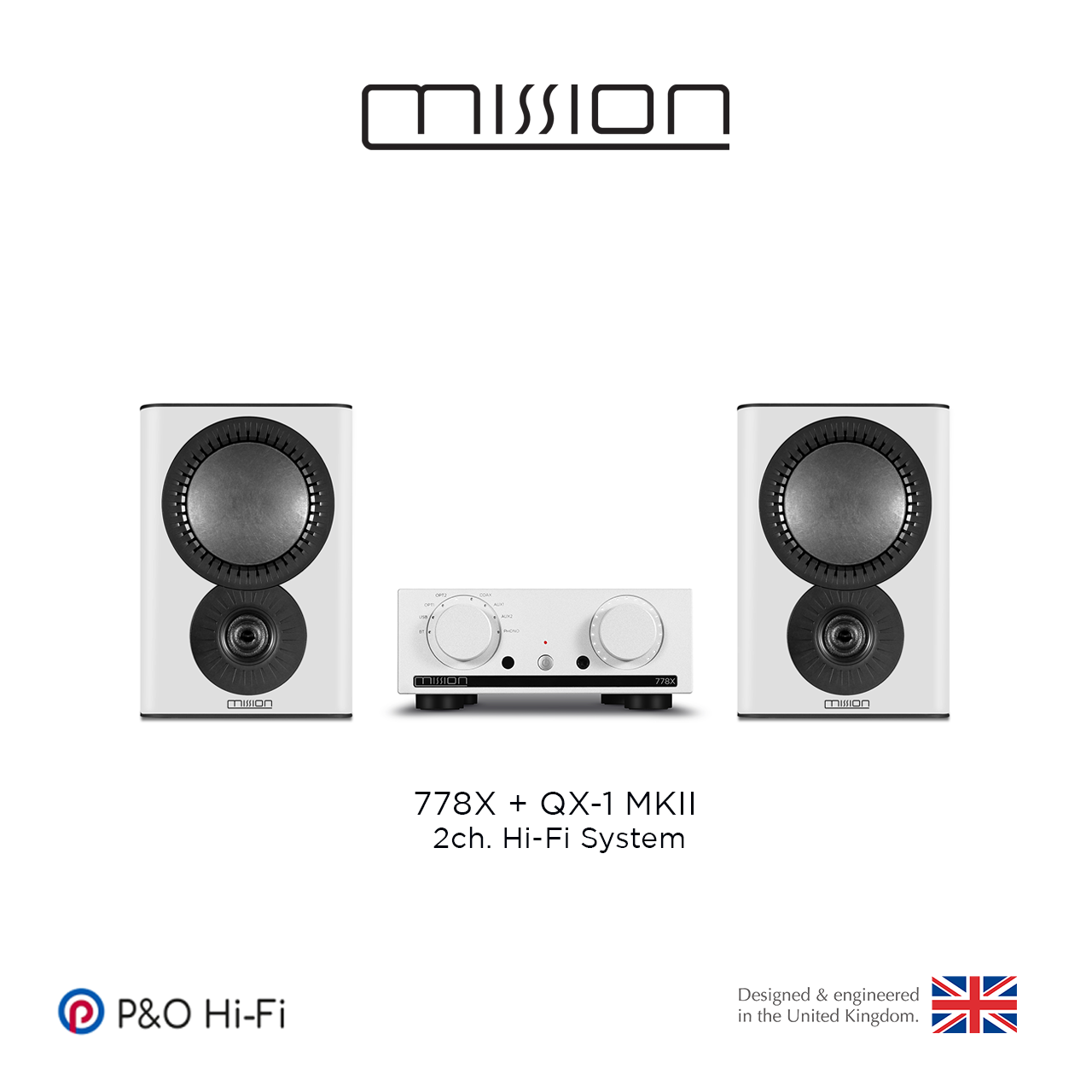 兩聲道音響系統 (Mission 778X-銀色 + QX1-MKII)【3色】