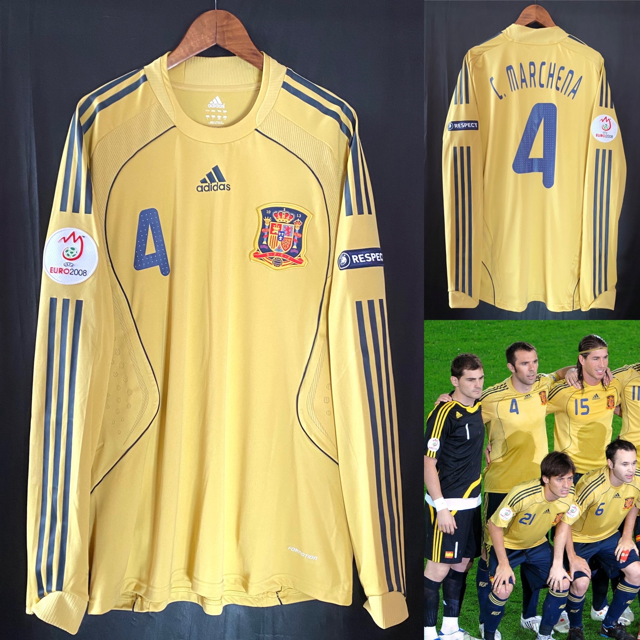 (更衣室版) 西班牙 2008 歐洲國家盃 Adidas 作客更衣室版球衣 #4 C MARCHENA