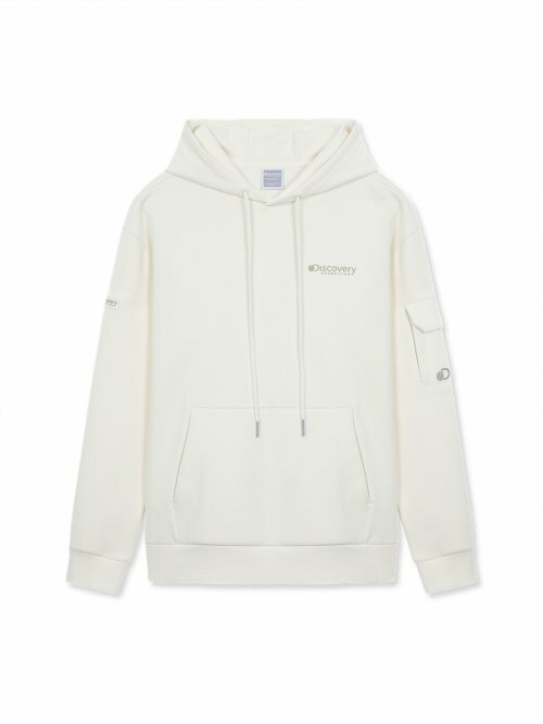 韓國代購 DISCOVERY EXPEDITION 工裝口袋連帽運動衫 白 FEB-