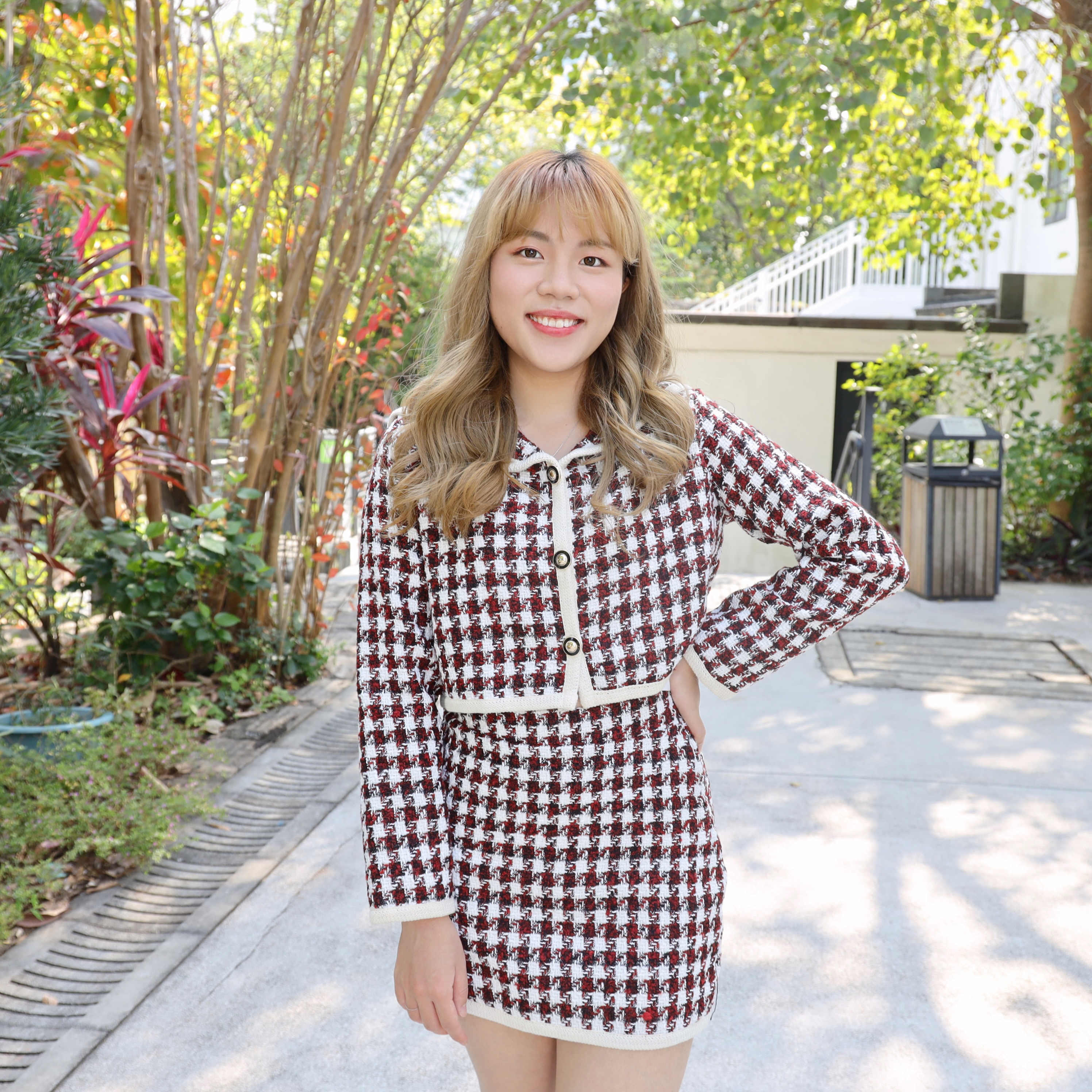 ✨|| OPS125 ||千鳥格反領套裝短裙