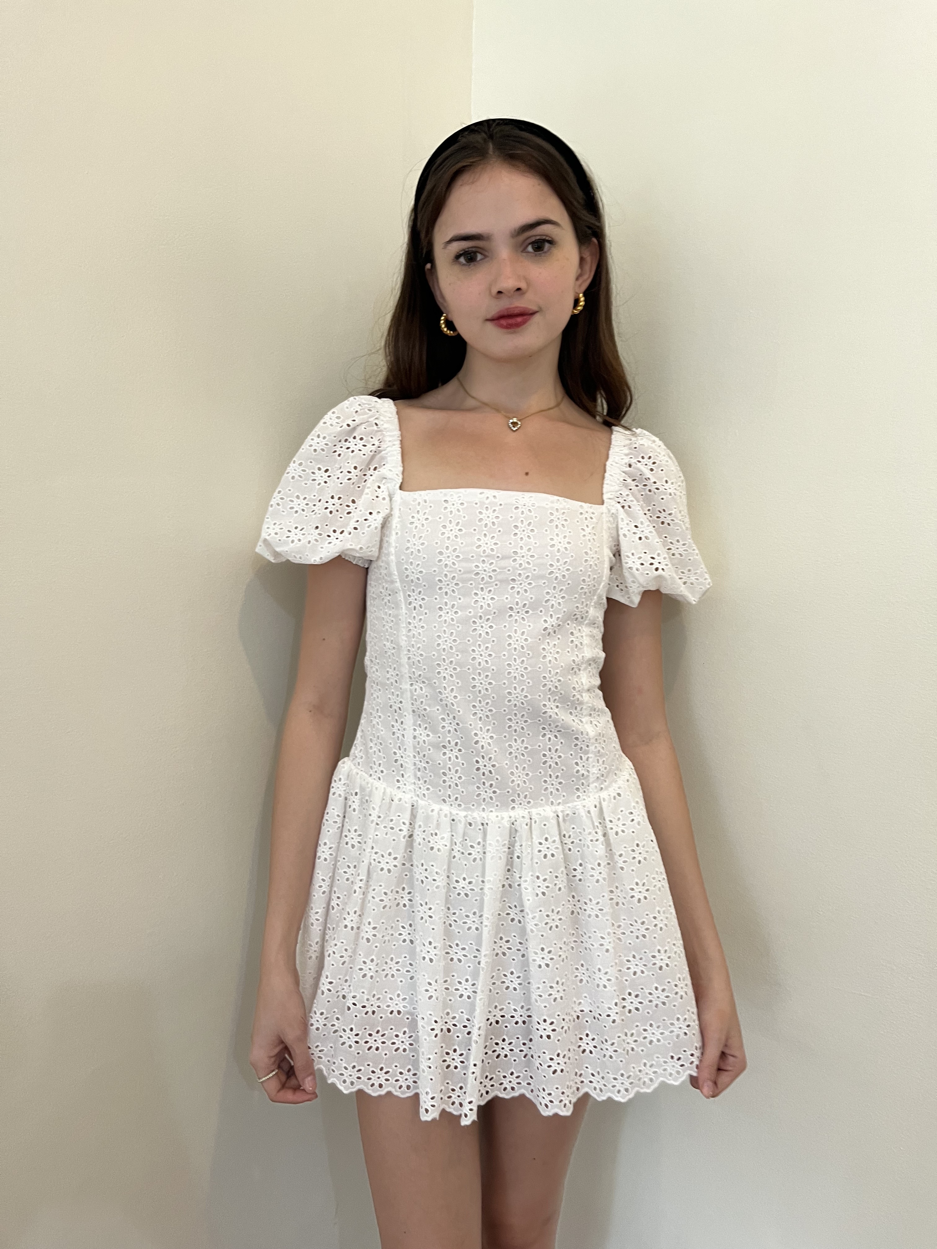 Amari Broderie Dress - White