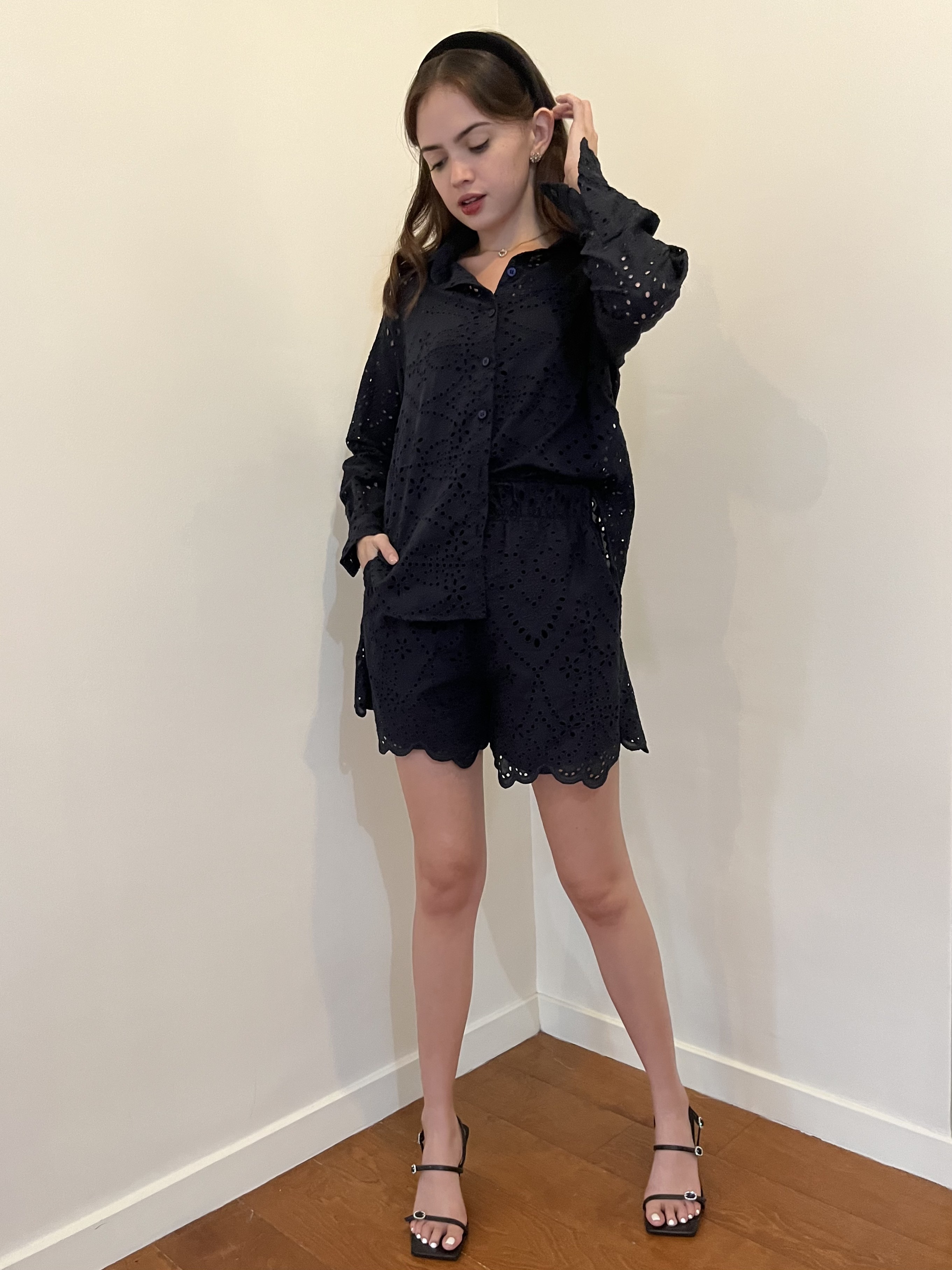 Francesca Broderie Set - Navy