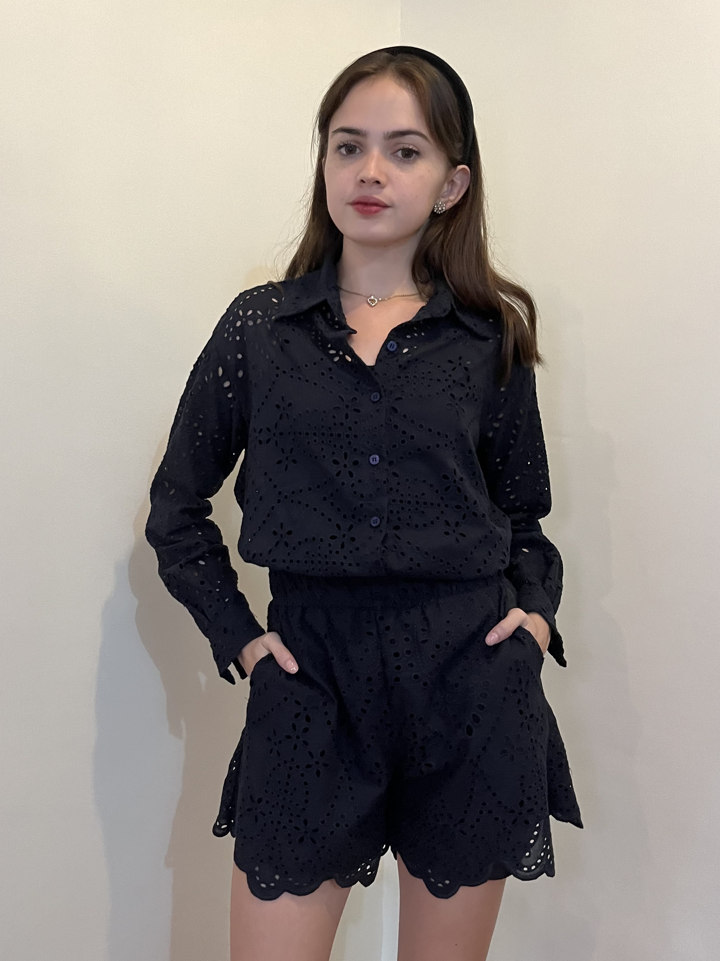 Francesca Broderie Set - Navy