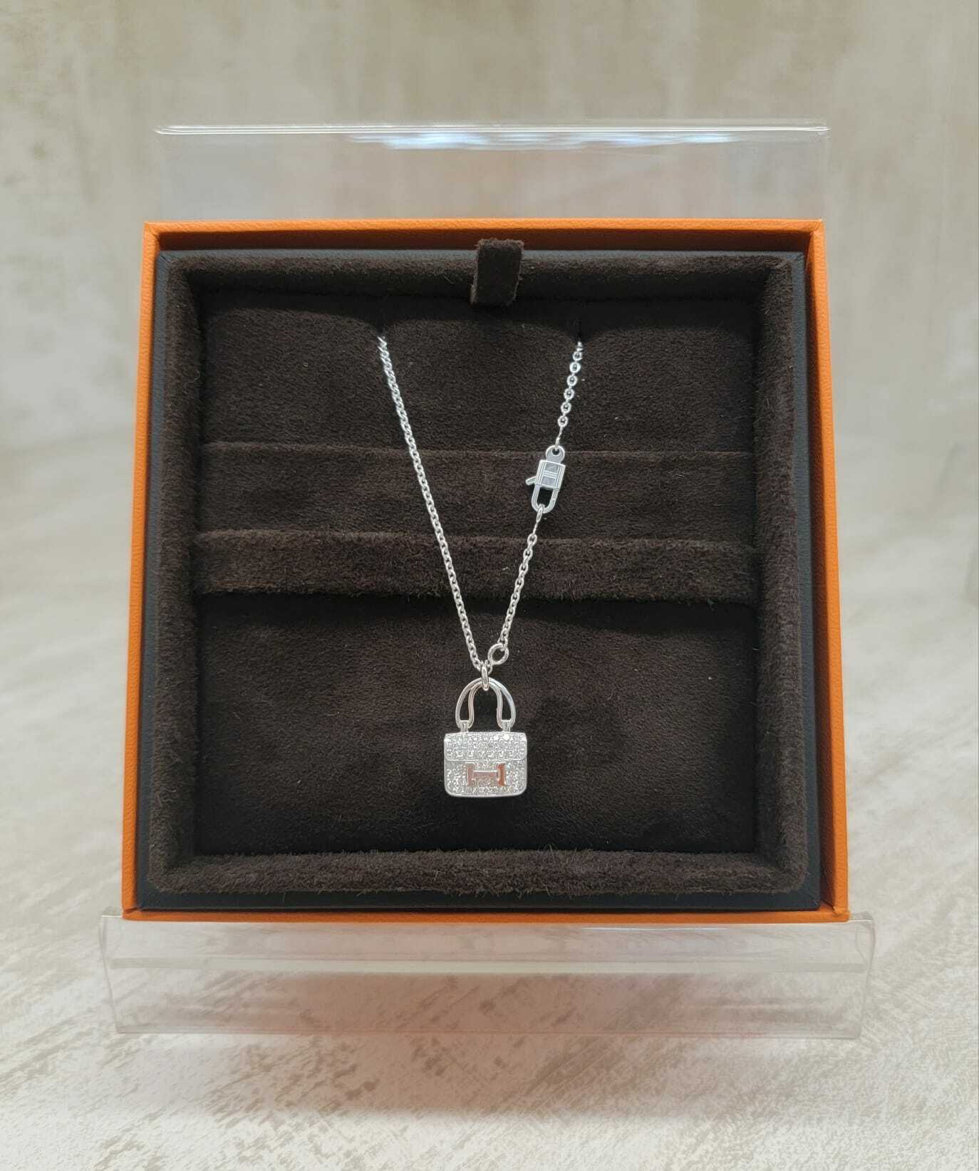 HERMES  18k white gold Constance necklace diamond  頸鏈18k白金 滿鑽頸鏈