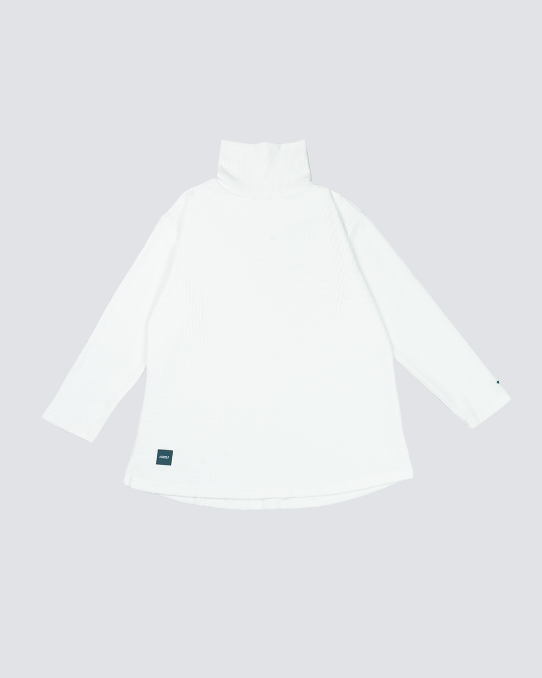 Waffle Pattern Turtleneck Long Sleeves Tee｜White｜Hong Kong Original Design