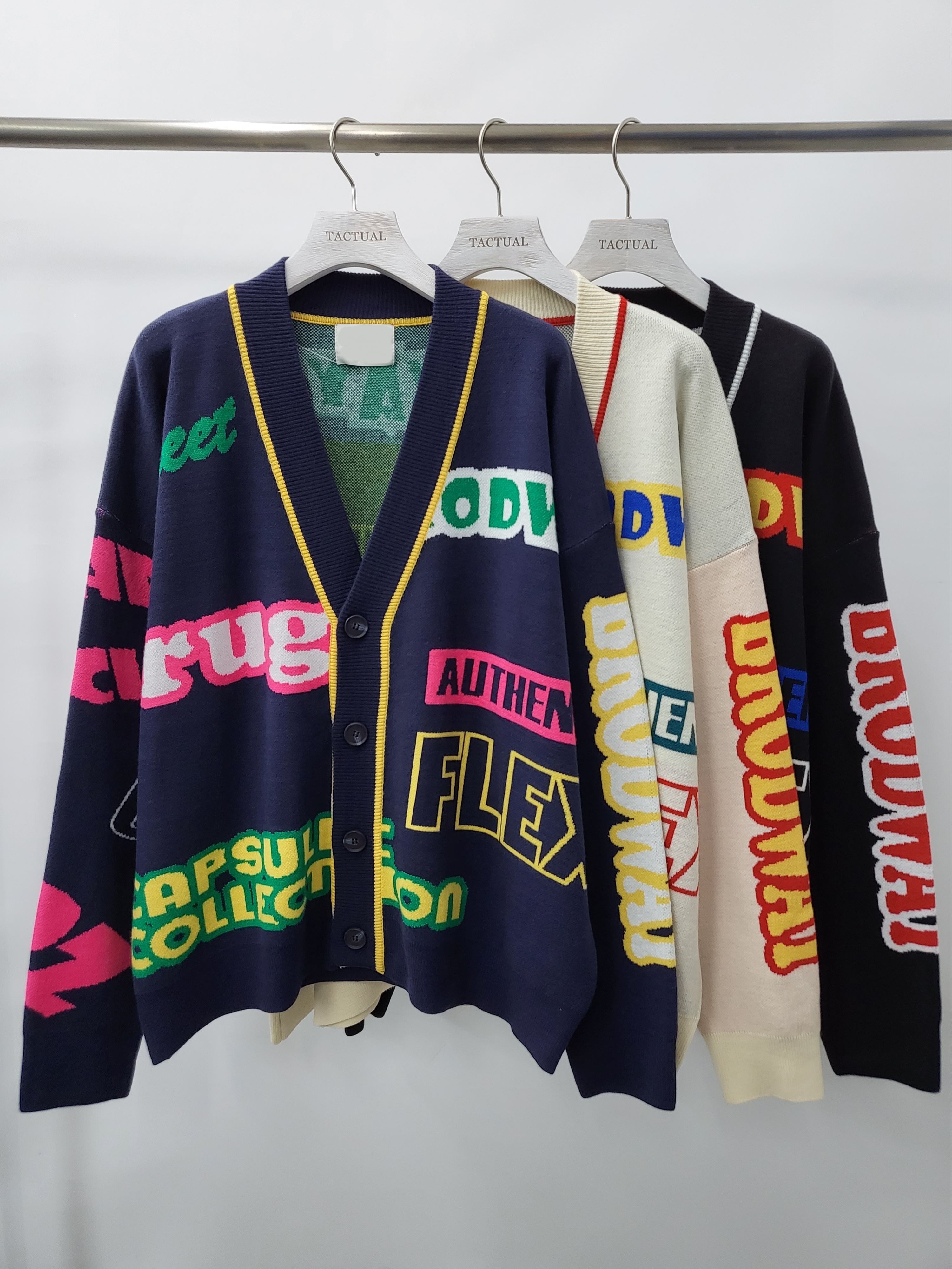 英文字針織開胸外套 JK2314