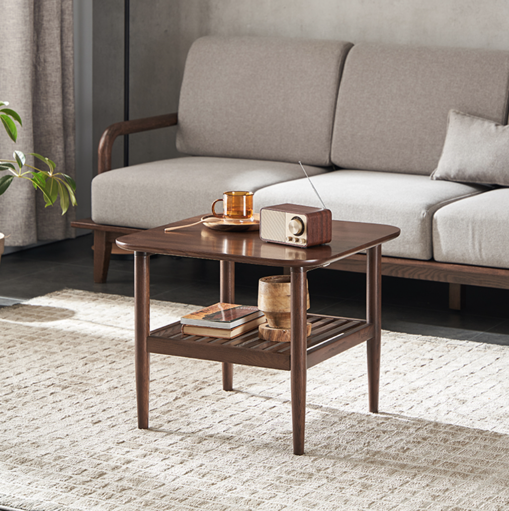 鹿特丹雙層胡桃茶几 LTD-B4073