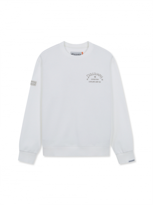 韓國代購 Discovery Expedition 書法小徽標 大學T 奶油色 FEB-