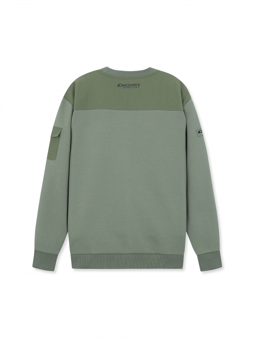 韓國代購 Discovery Expedition 梭織混合 大學T 男 綠 FEB-