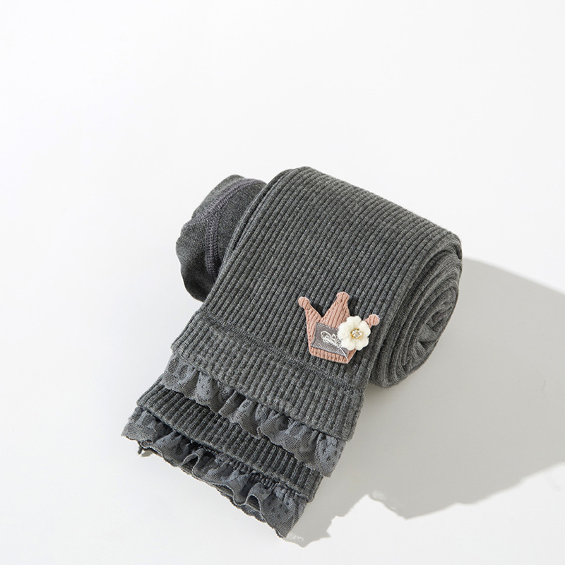 I18GY_SS23🌻👑深灰色皇冠花花打底褲(pre-order)