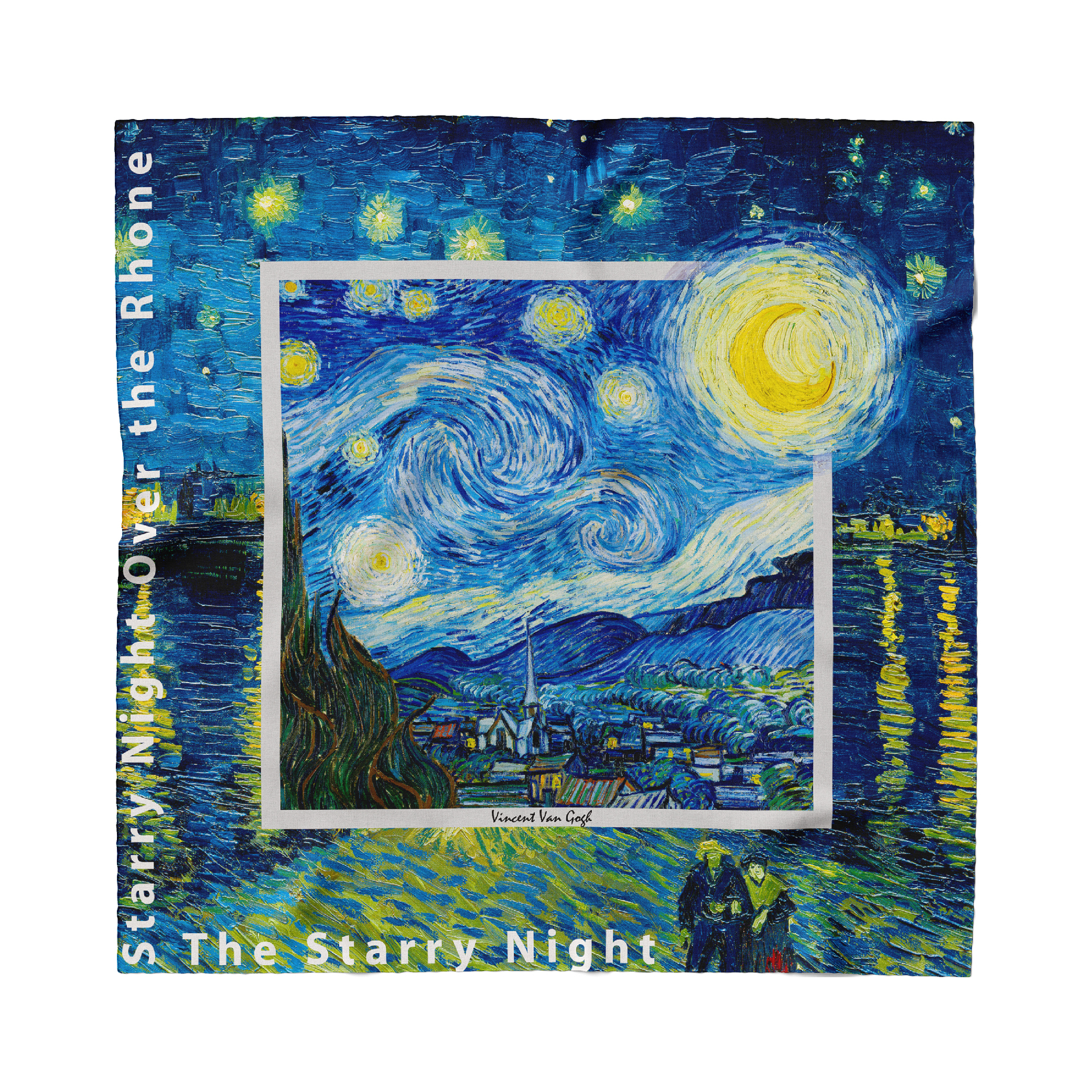 印象派藝術中絲巾｜梵谷《星夜+隆河上的星夜》