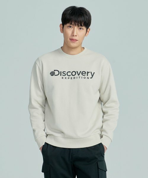 韓國代購 Discovery Expedition 基本款 大LOGO 大學T 三色 米/灰/黑 FEB-