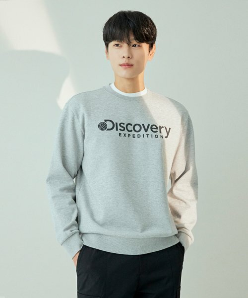 韓國代購 Discovery Expedition 基本款 大LOGO 大學T 三色 米/灰/黑 FEB-