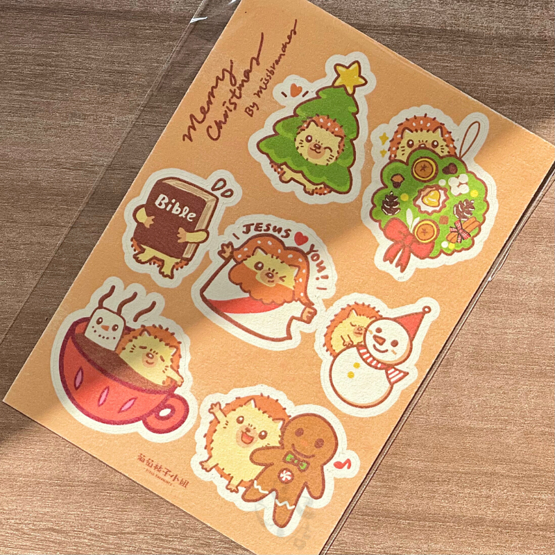 Miss Branches Sticker－Hedgehog and Jesus Christmas (Hong Kong Stationery Brand)
