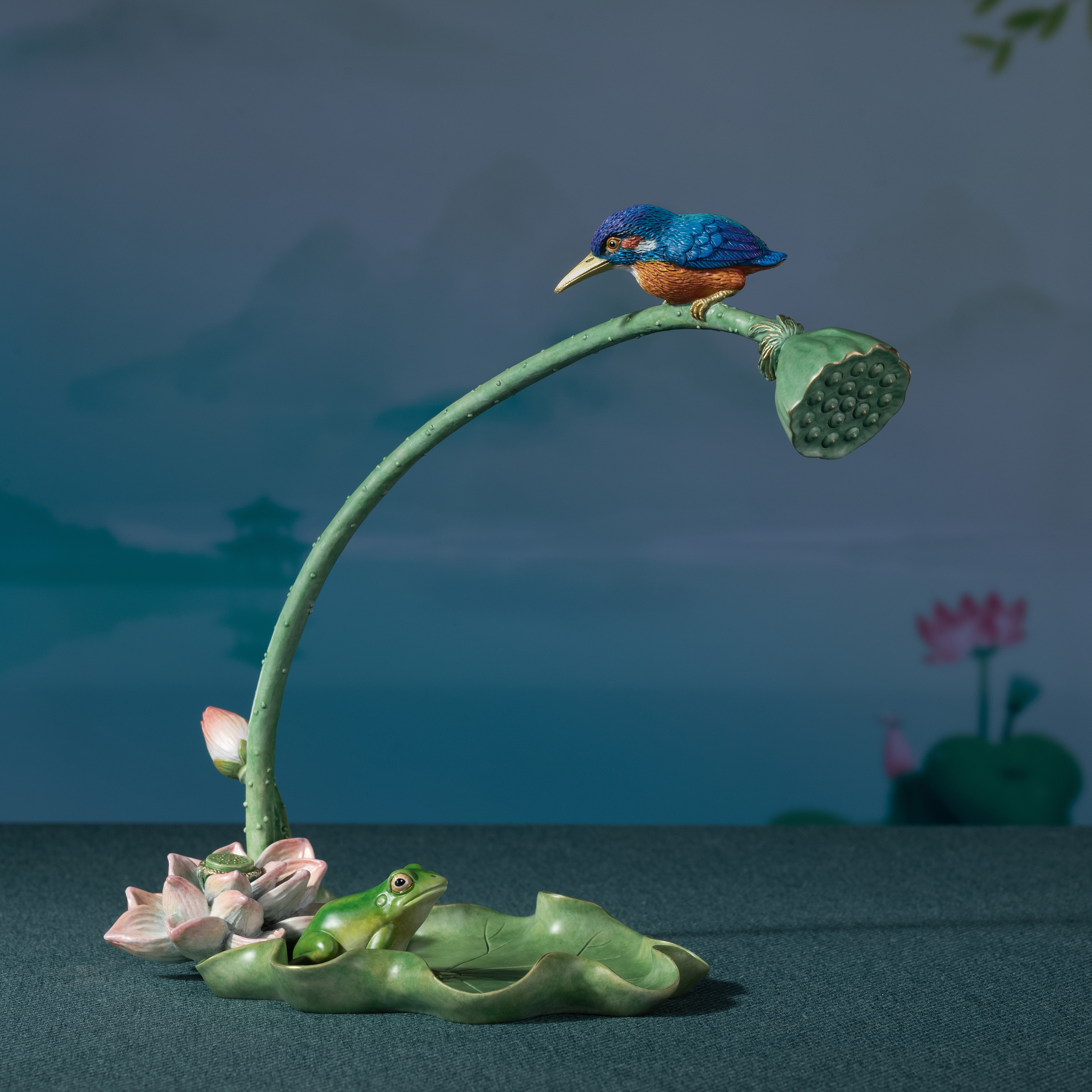 荷韻(荷葉翠鳥)