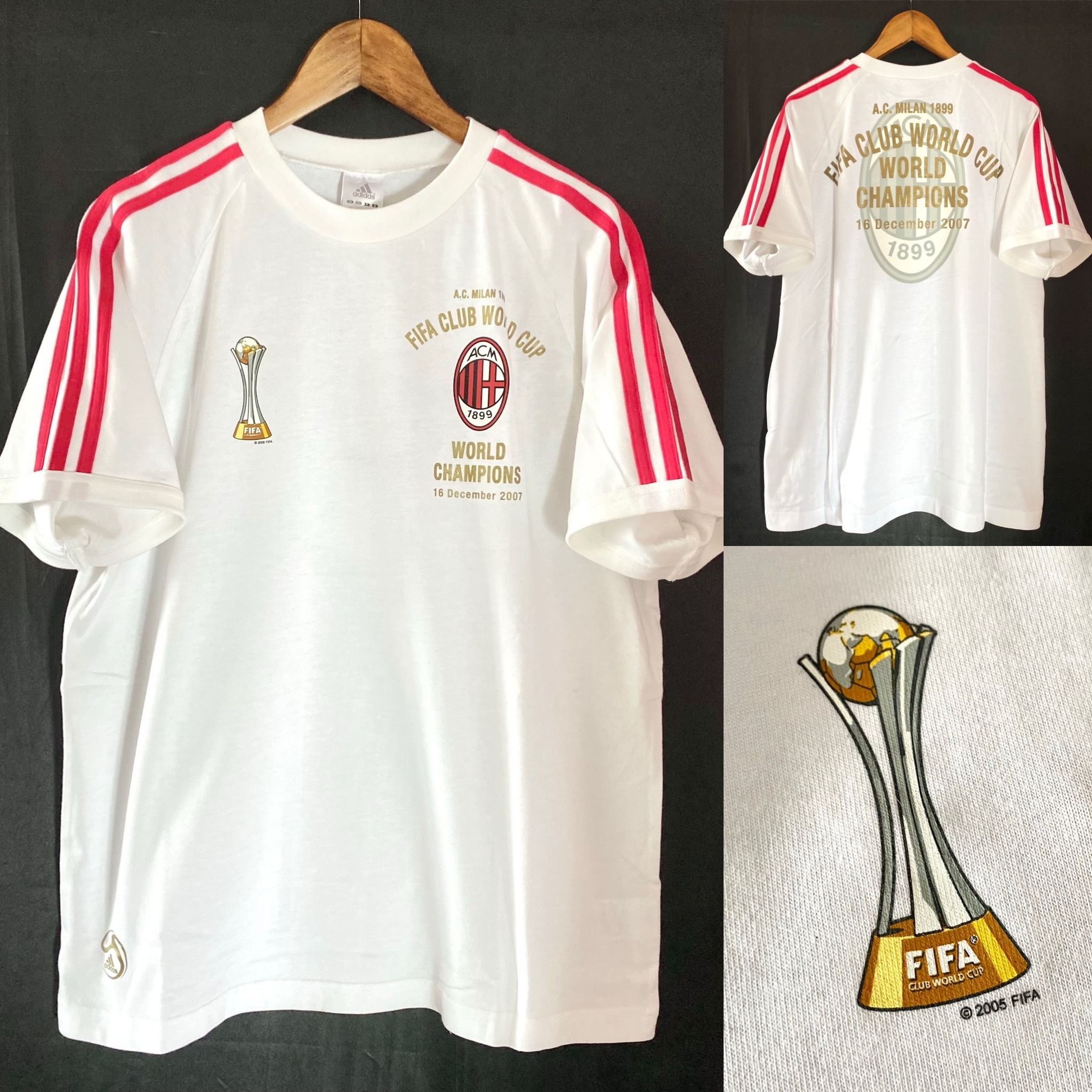 (BNWT) AC Milan 2007 FIFA Club World Cup Japan Adidas Champions T-shirt
