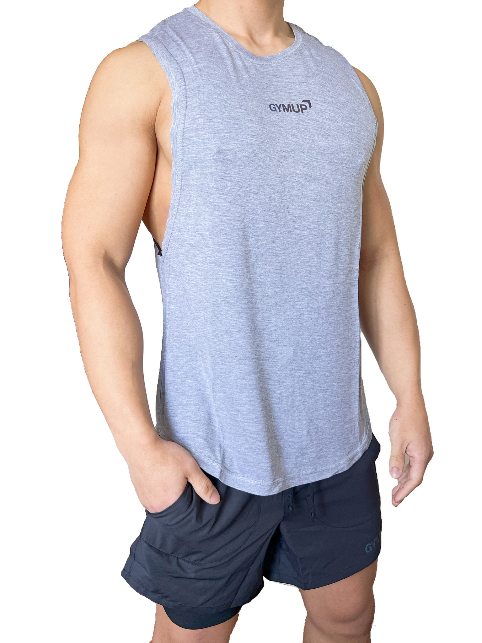 GYMUP 側開訓練背心 07 經典灰