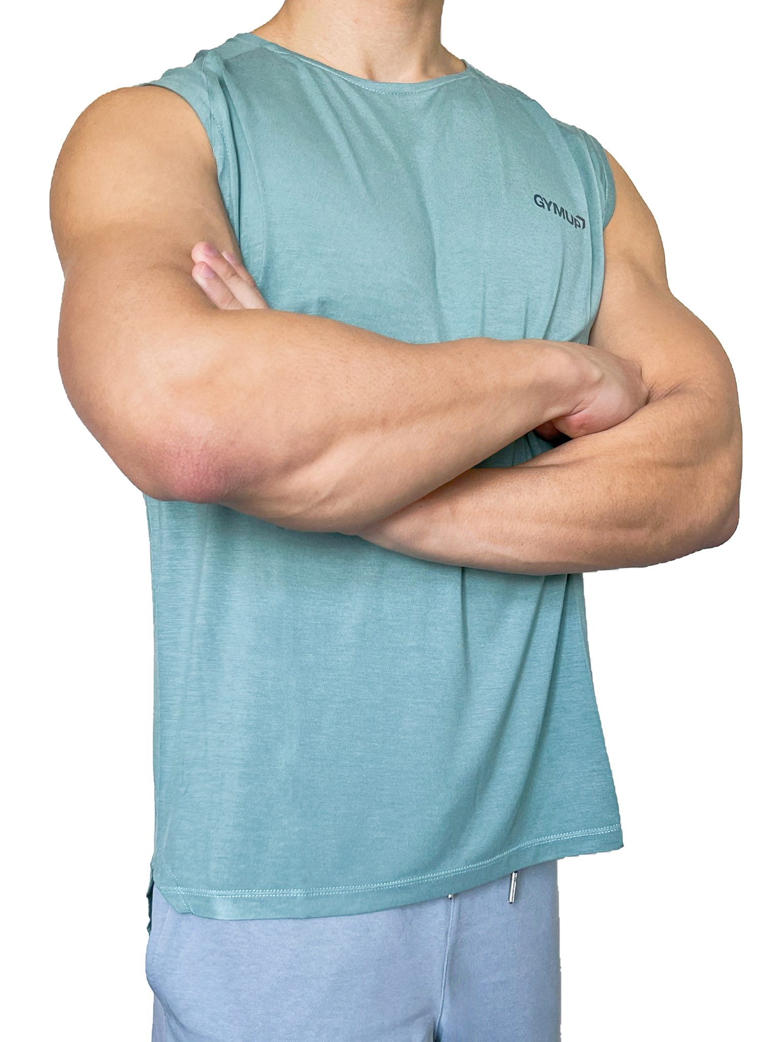 GYMUP 肌肉側開背心 06 森林綠