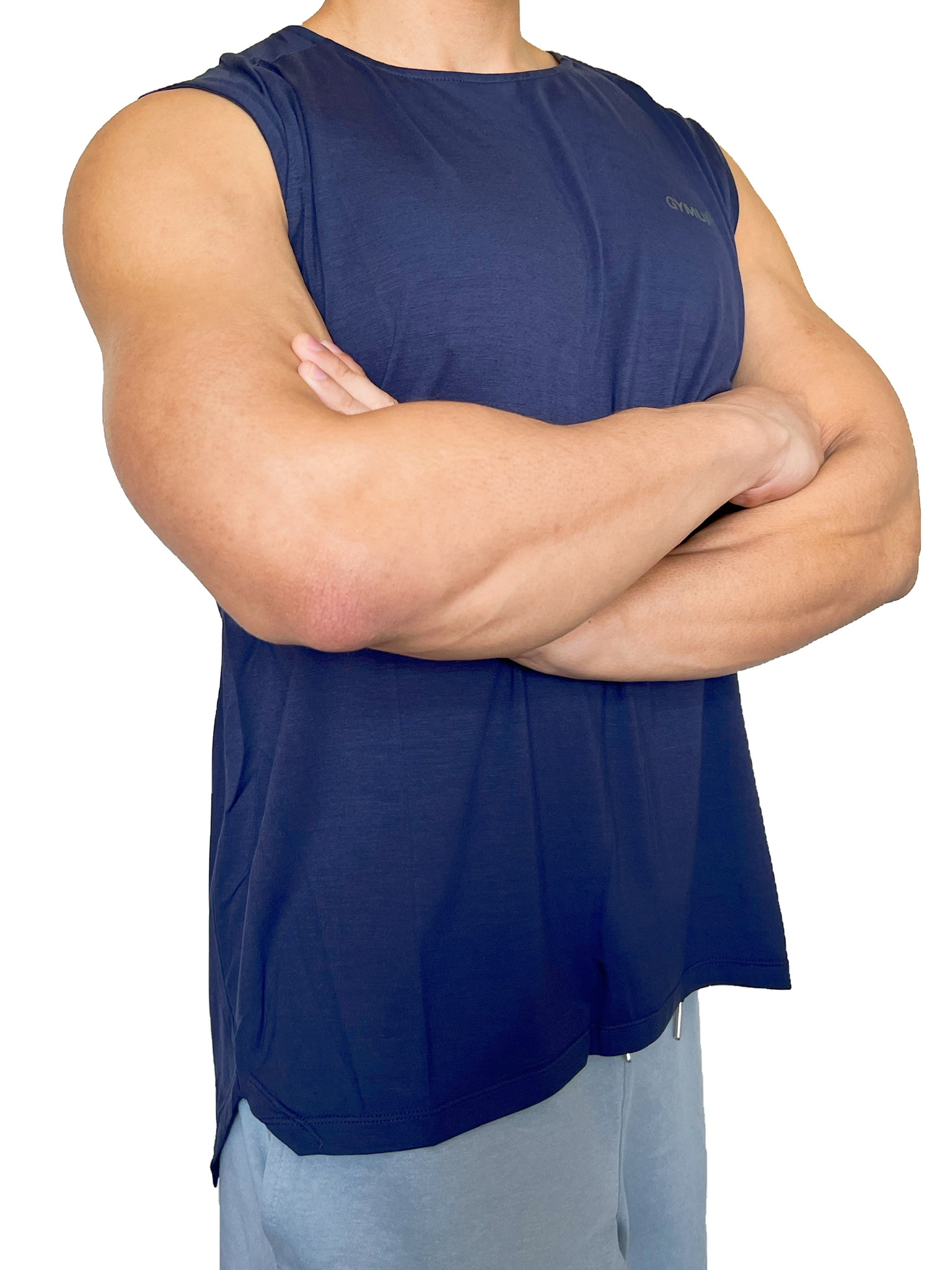 GYMUP 肌肉側開背心 06 海軍藍