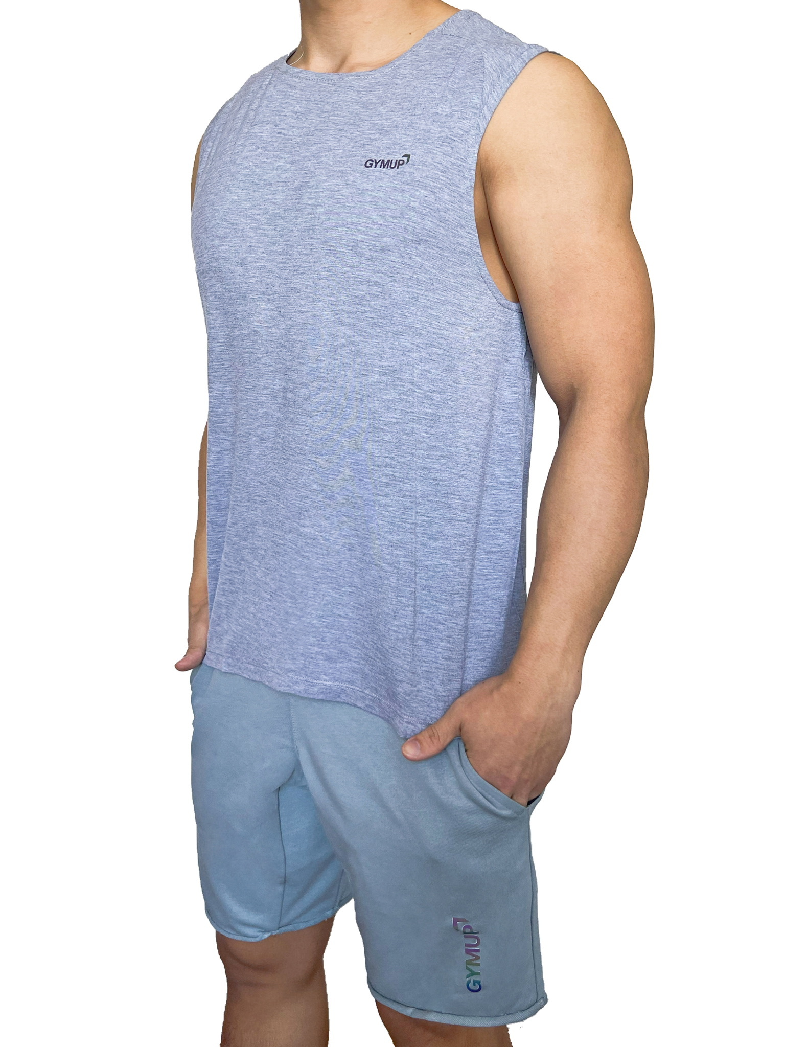 GYMUP 肌肉側開背心 06 經典灰