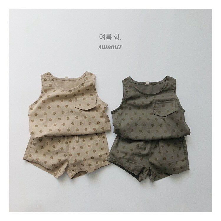 日系棉麻圓點背心