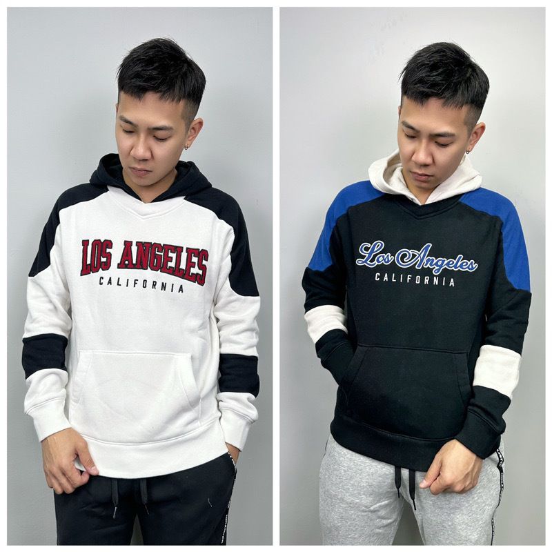 Hollister 海鷗 電繡字母 拼接 帽T 連帽上衣