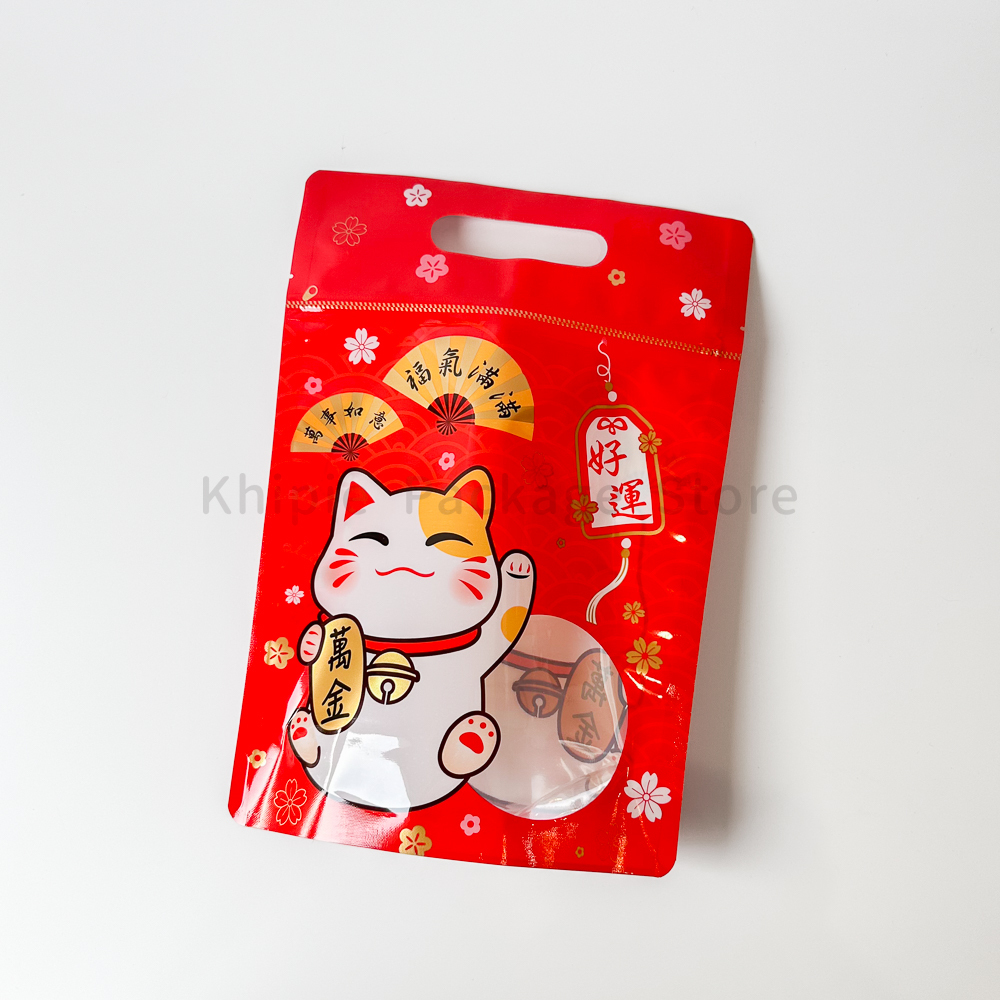 招財貓-紅｜手提夾鏈立袋