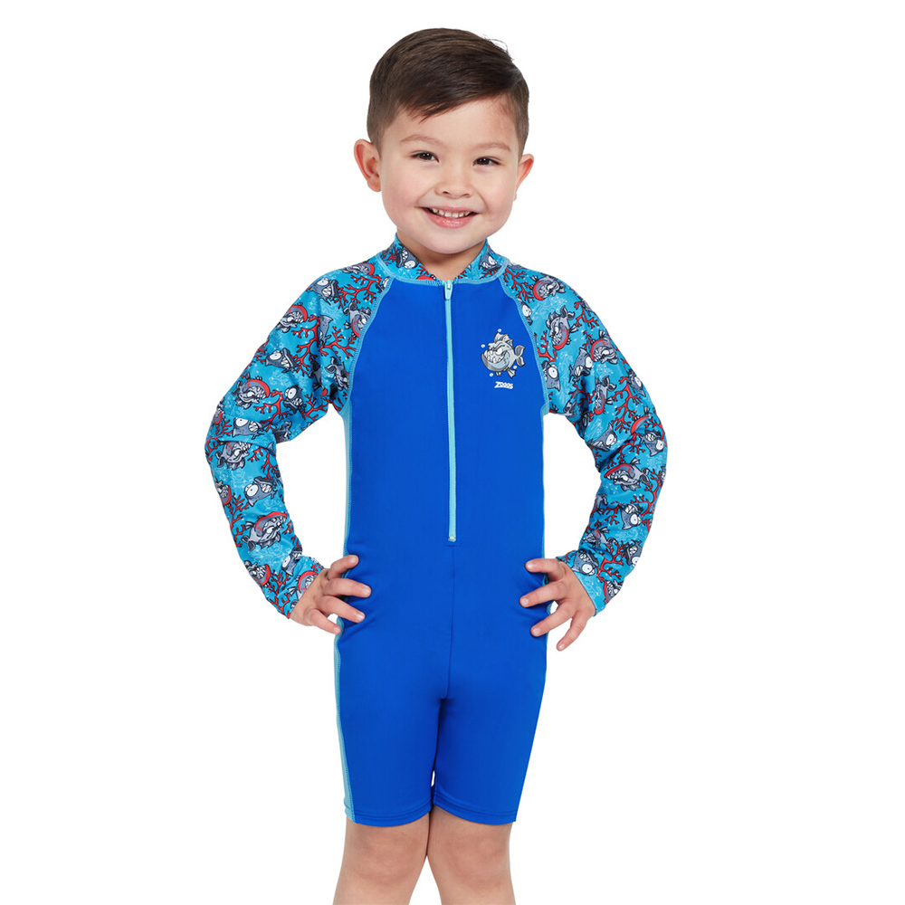 ZOGGS 幼童/青少《淘氣小里昂》環保長袖整件式防曬衣