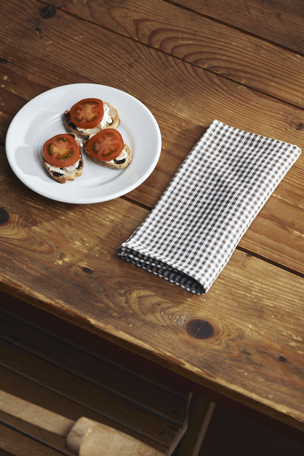 fog - 亞麻餐巾 / 褐白格紋