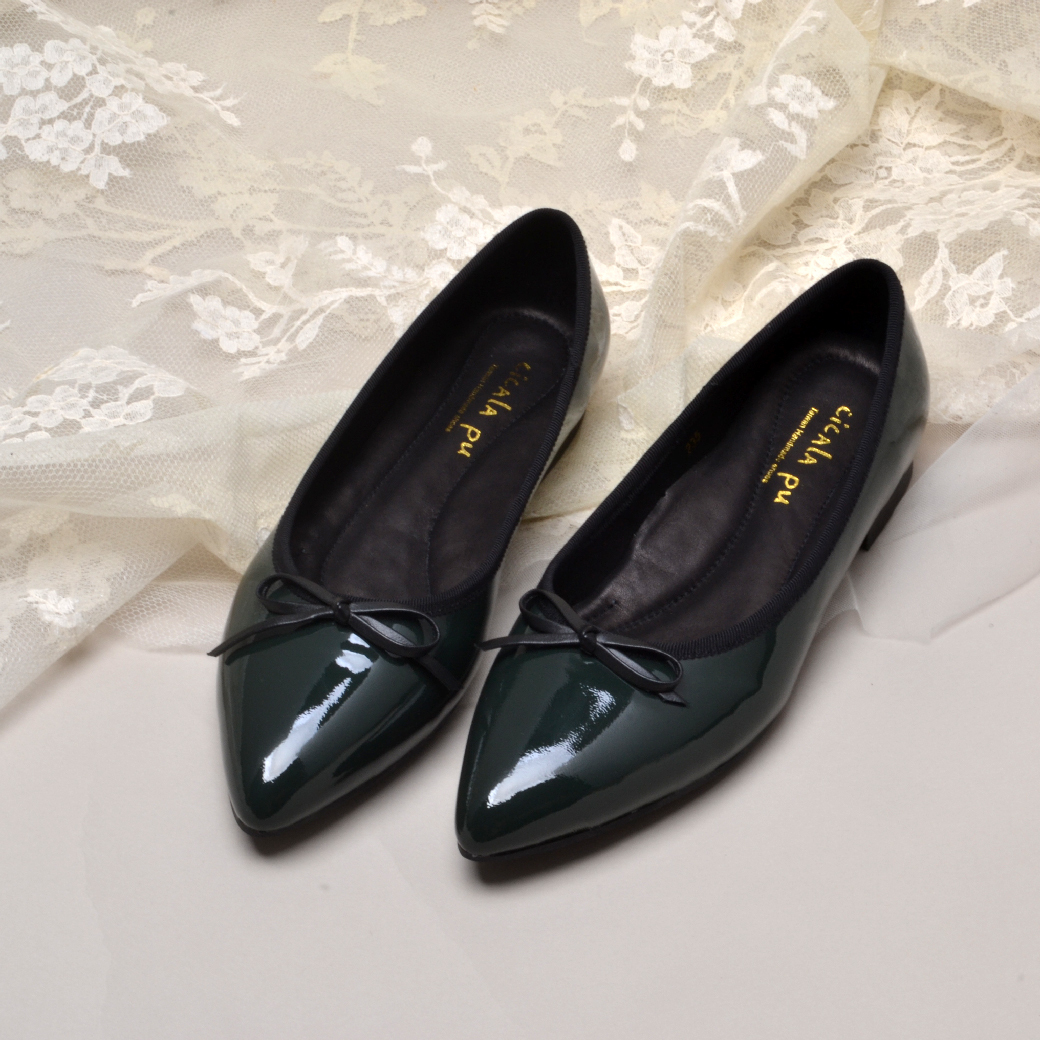 21606 寶石墨綠 尖頭平底鞋