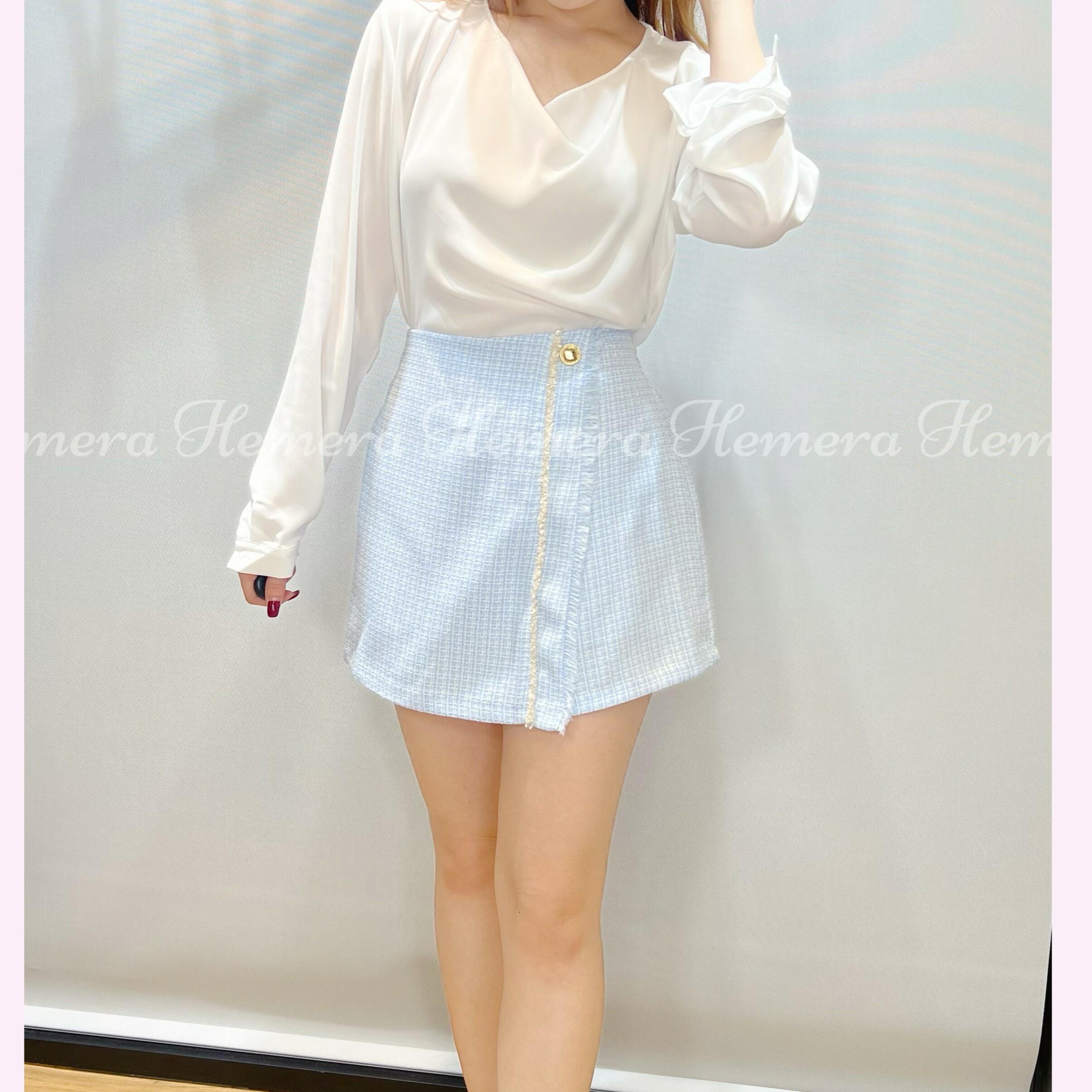 PT23W0235 TWEED 料雙層布料裙褲