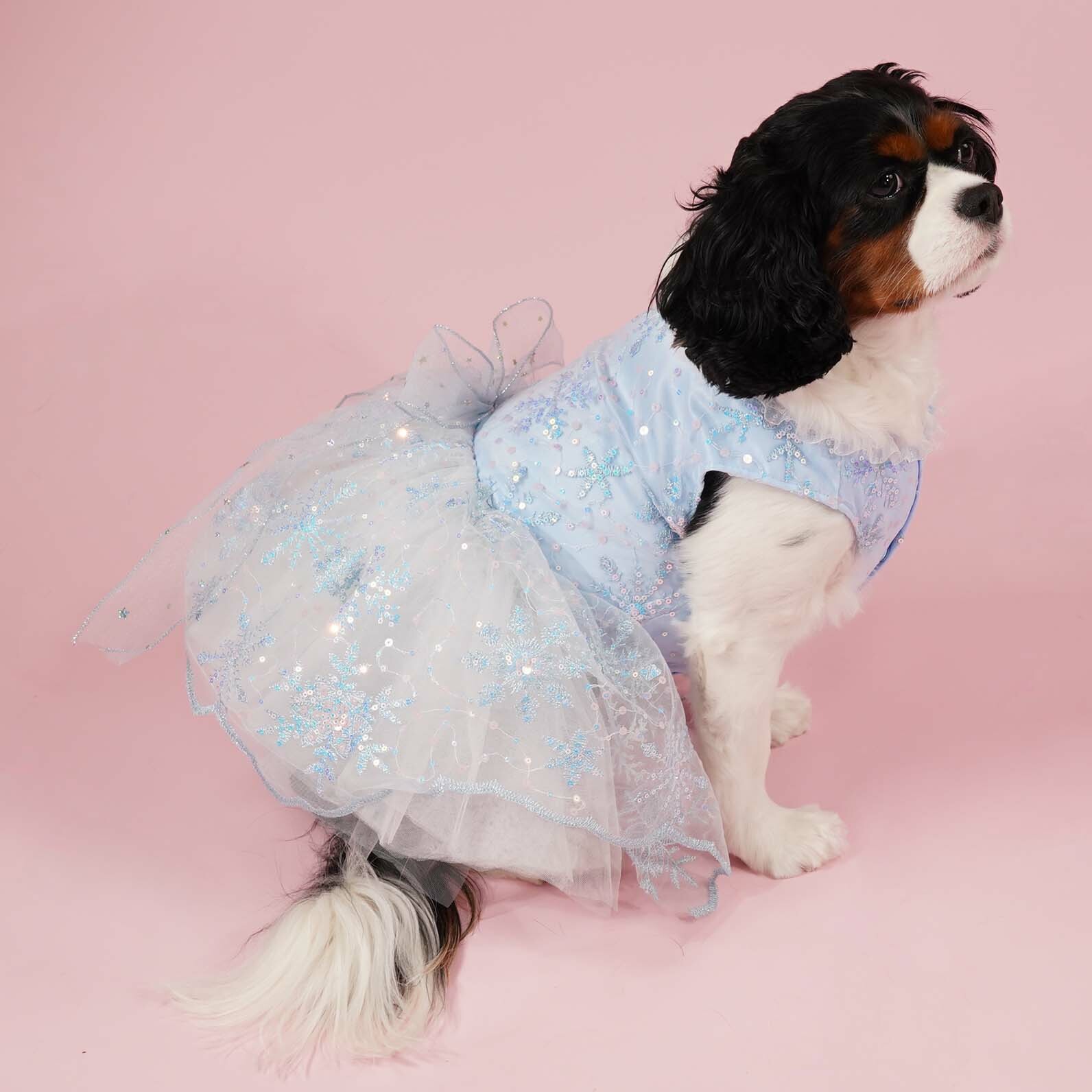 【XS~6XL】Blue Sequin Snowflakes Dress